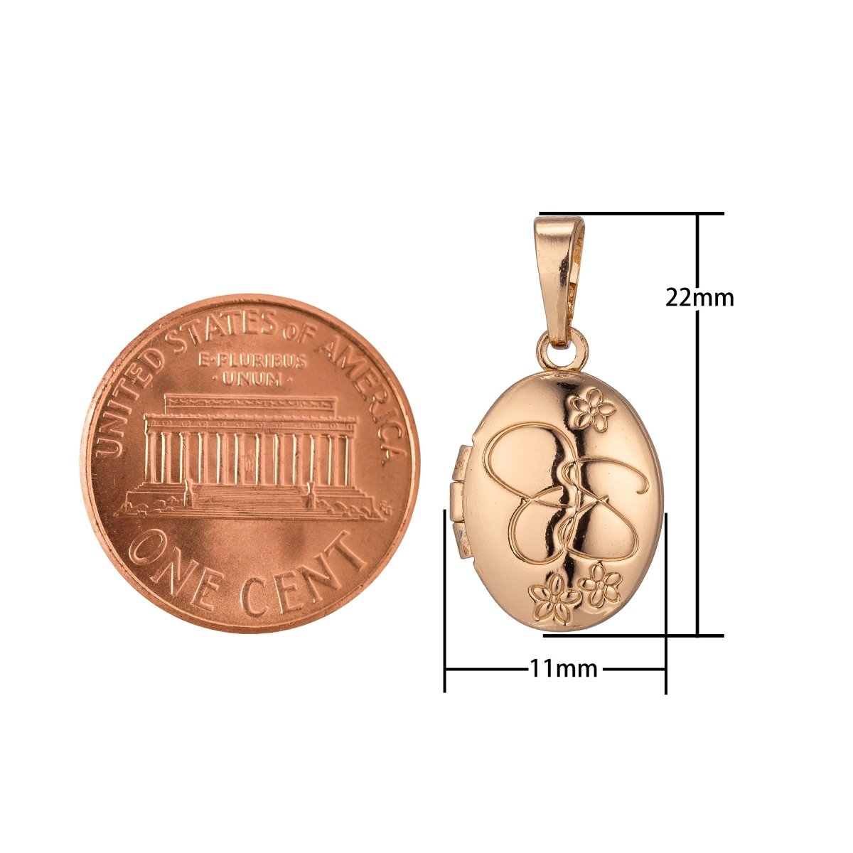 18K Gold Filled Oval Flower Photo Locket, Minimalist Flower, Necklace Pendant Charm Bails Findings for Jewelry Making H-897 - DLUXCA