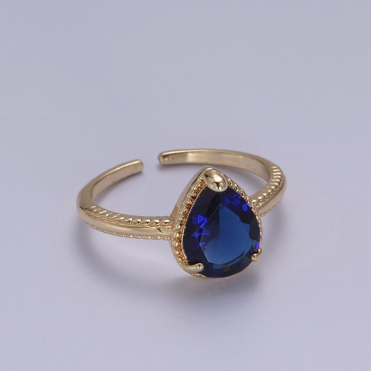 18k Gold Filled Pear Shaped Halo Engagement Ring Dainty Tear drop Ring , Wedding Ring Pear Cut Solitaire Ring Women S-429 ~ S-434 - DLUXCA