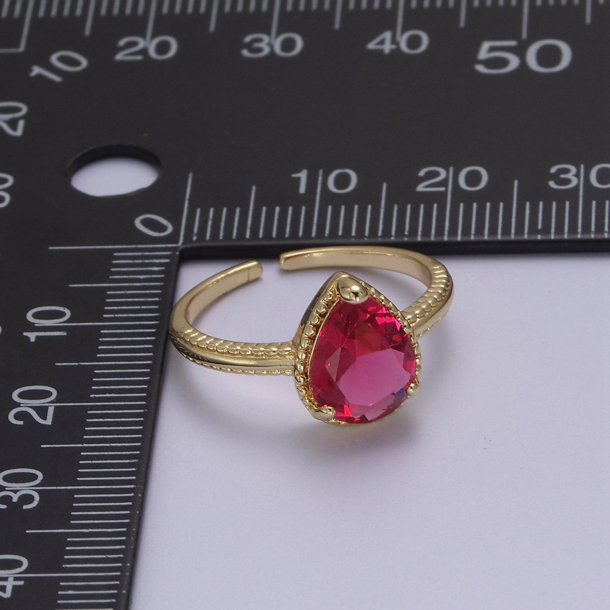 18k Gold Filled Pear Shaped Halo Engagement Ring Dainty Tear drop Ring , Wedding Ring Pear Cut Solitaire Ring Women S-429 ~ S-434 - DLUXCA