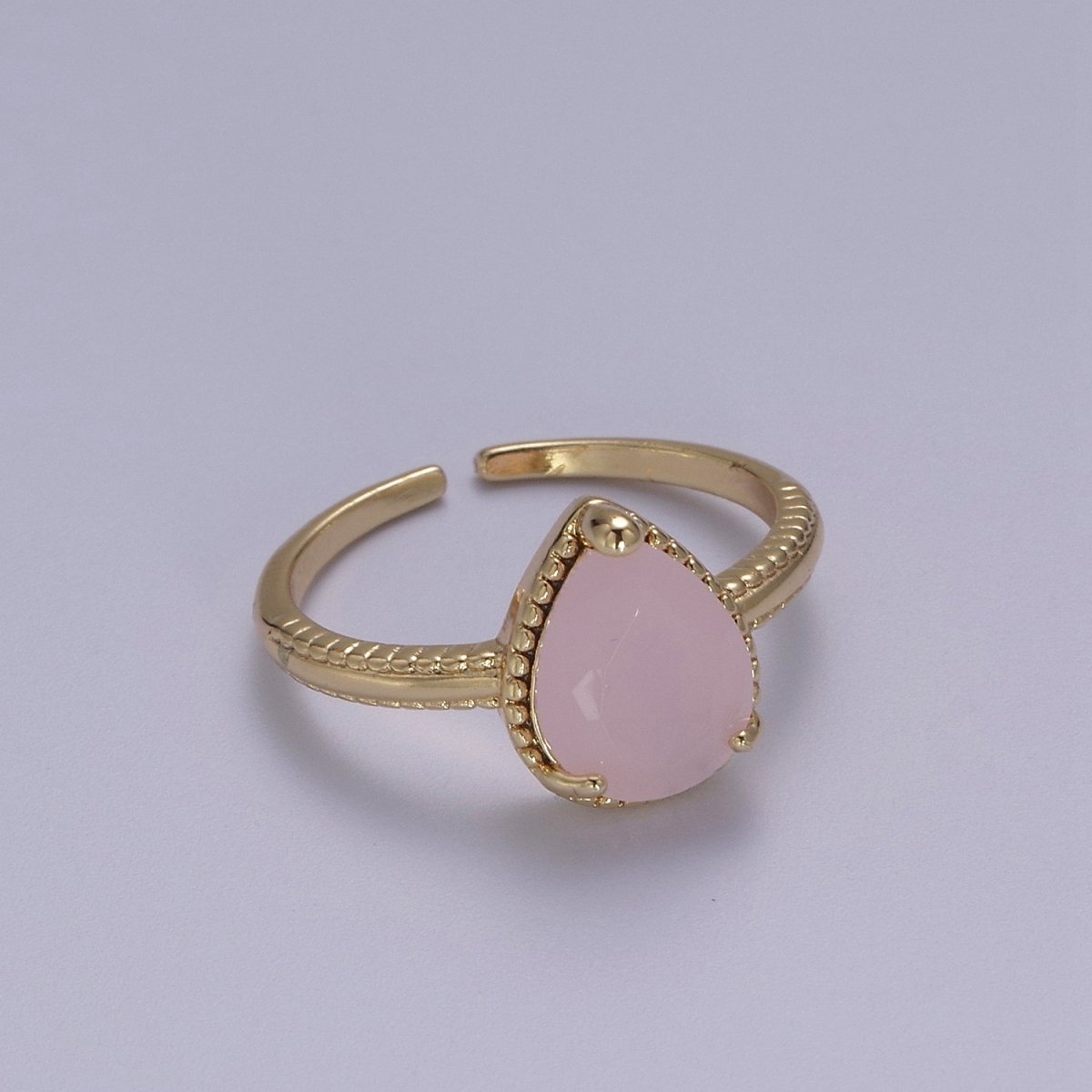 18k Gold Filled Pear Shaped Halo Engagement Ring Dainty Tear drop Ring , Wedding Ring Pear Cut Solitaire Ring Women S-429 ~ S-434 - DLUXCA