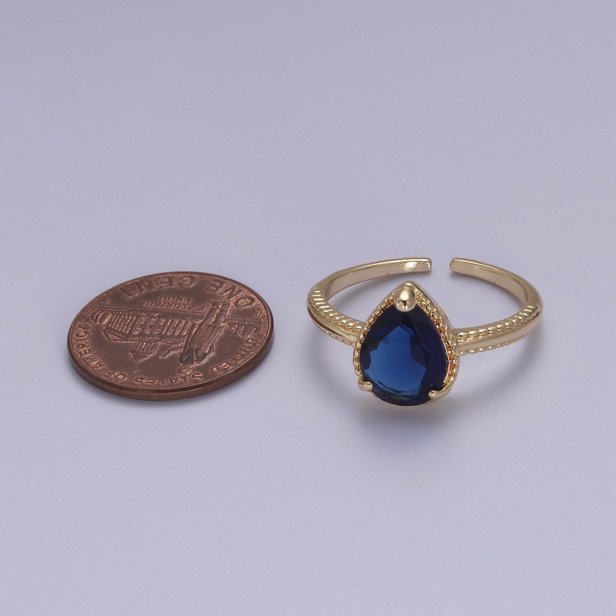 18k Gold Filled Pear Shaped Halo Engagement Ring Dainty Tear drop Ring , Wedding Ring Pear Cut Solitaire Ring Women S-429 ~ S-434 - DLUXCA