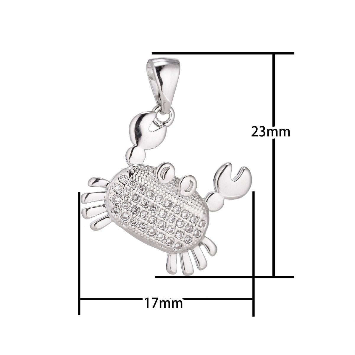 18K Gold Filled Pendant Dainty Crab Necklace Charm for Jewelry Making Stylish Crab Charm, Micro Pave CZ Charm H-915 - DLUXCA