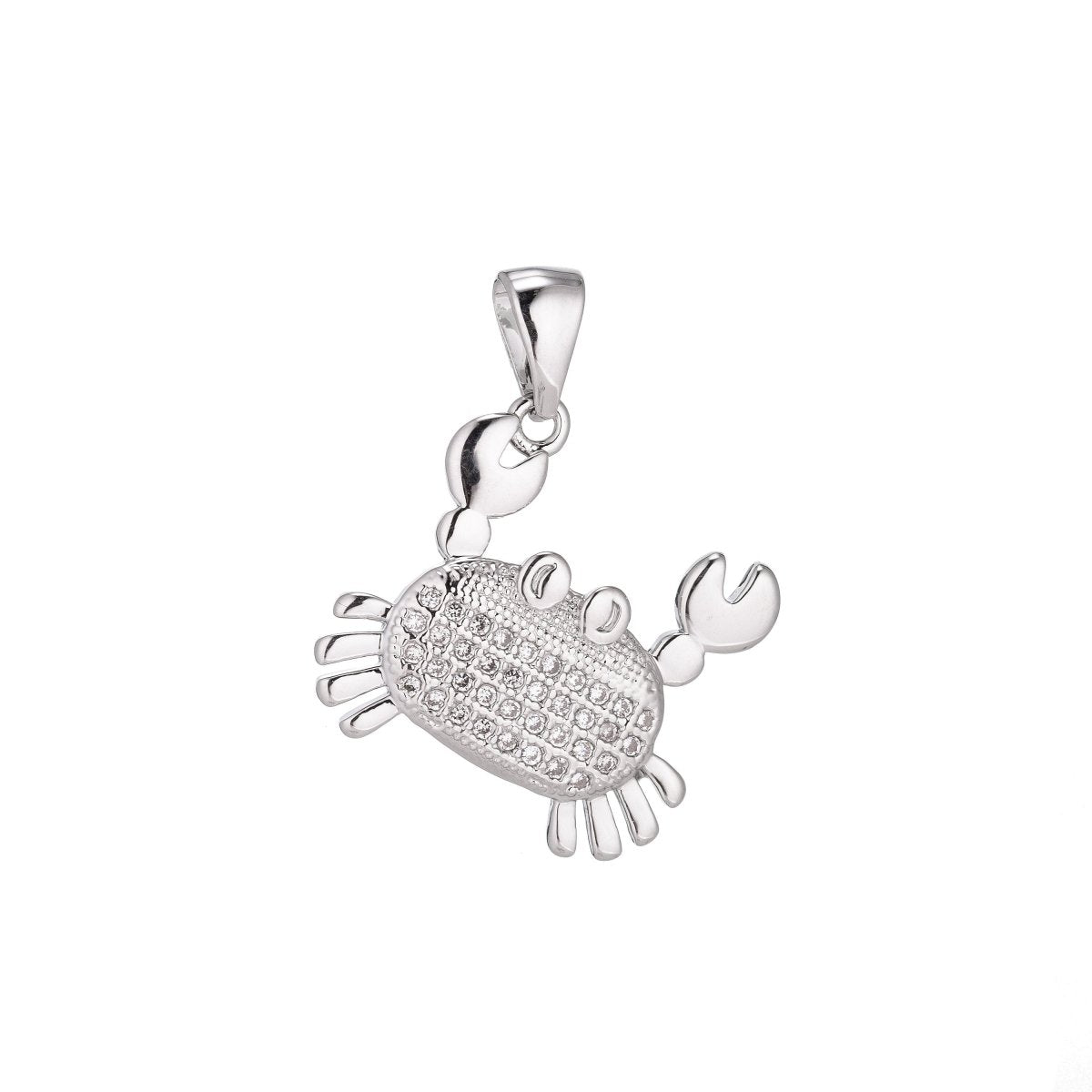 18K Gold Filled Pendant Dainty Crab Necklace Charm for Jewelry Making Stylish Crab Charm, Micro Pave CZ Charm H-915 - DLUXCA