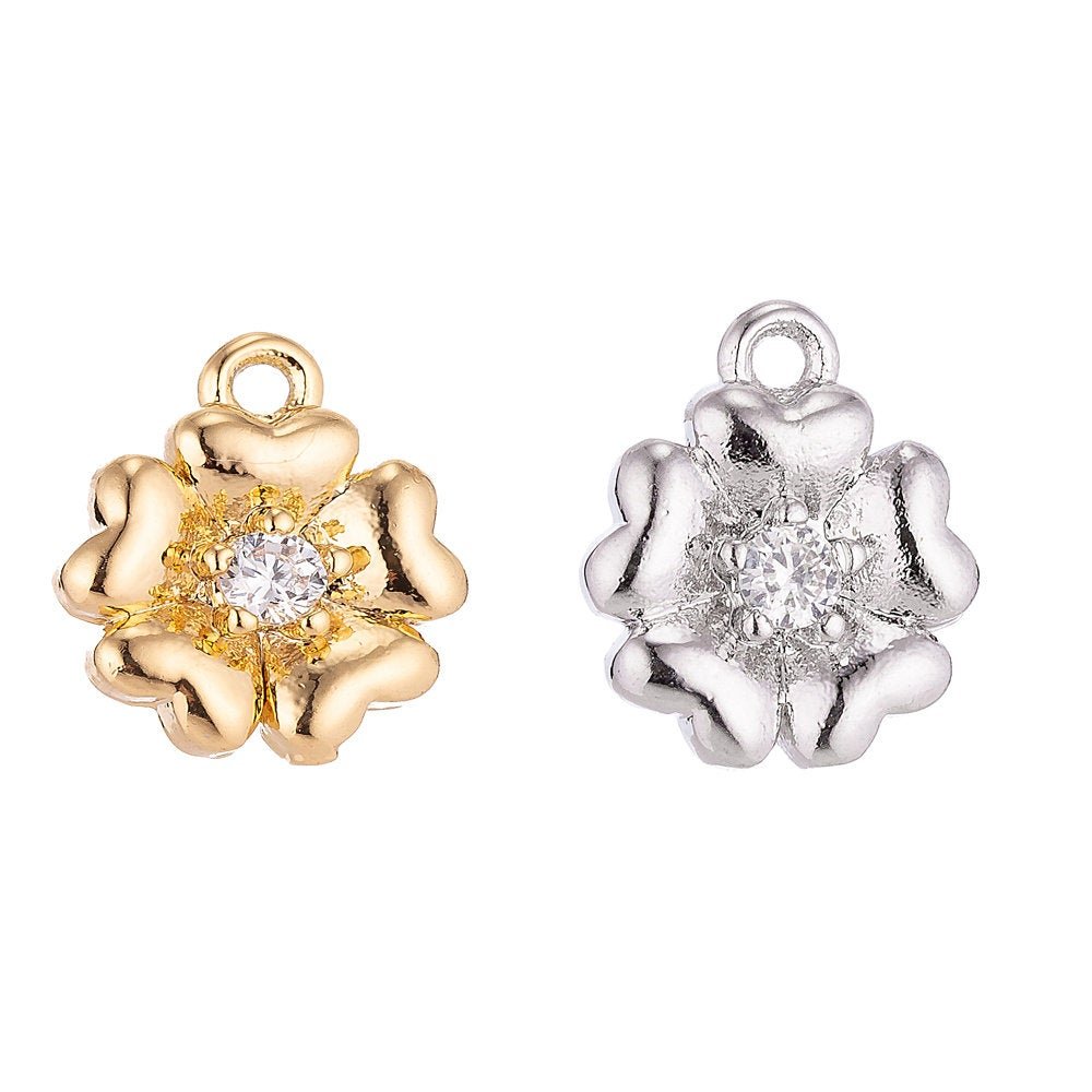 18K Gold Filled Petals Flower Cubic Zirconia Pendant Earring C-013 - DLUXCA