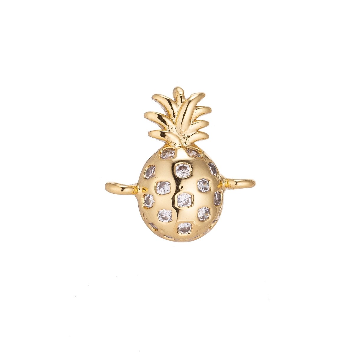 18K Gold Filled Pineapple Tropical Fruit Cubic Zirconia Bracelet Charm Bead Finding Connector for Earring Jewelry Making F-825 - DLUXCA
