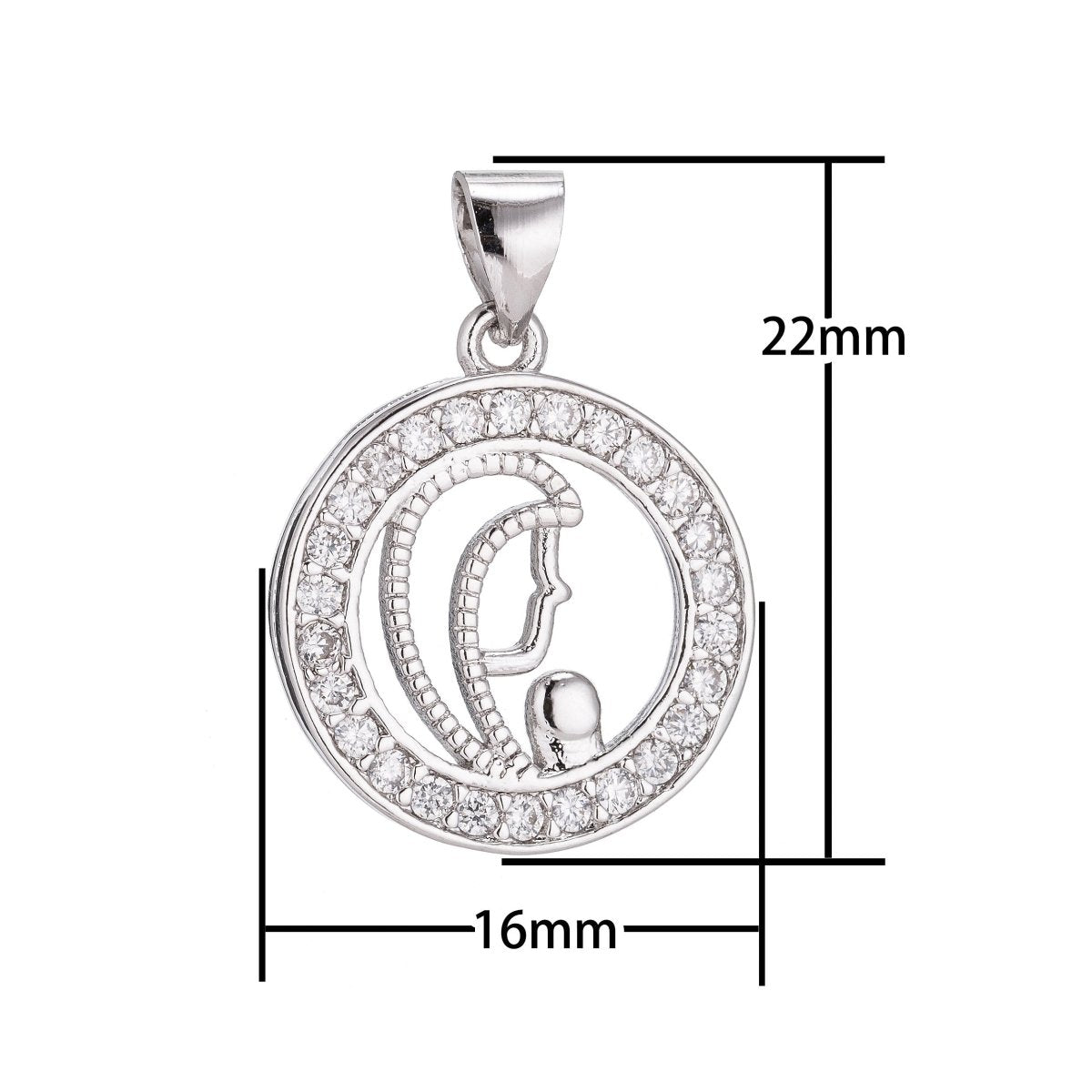 18K Gold Filled Praying Mom Lady Minimalist Simple Cross Cubic Zirconia Necklace Pendant Bracelet Earring Charm Bails for Jewelry Making H-210 - DLUXCA