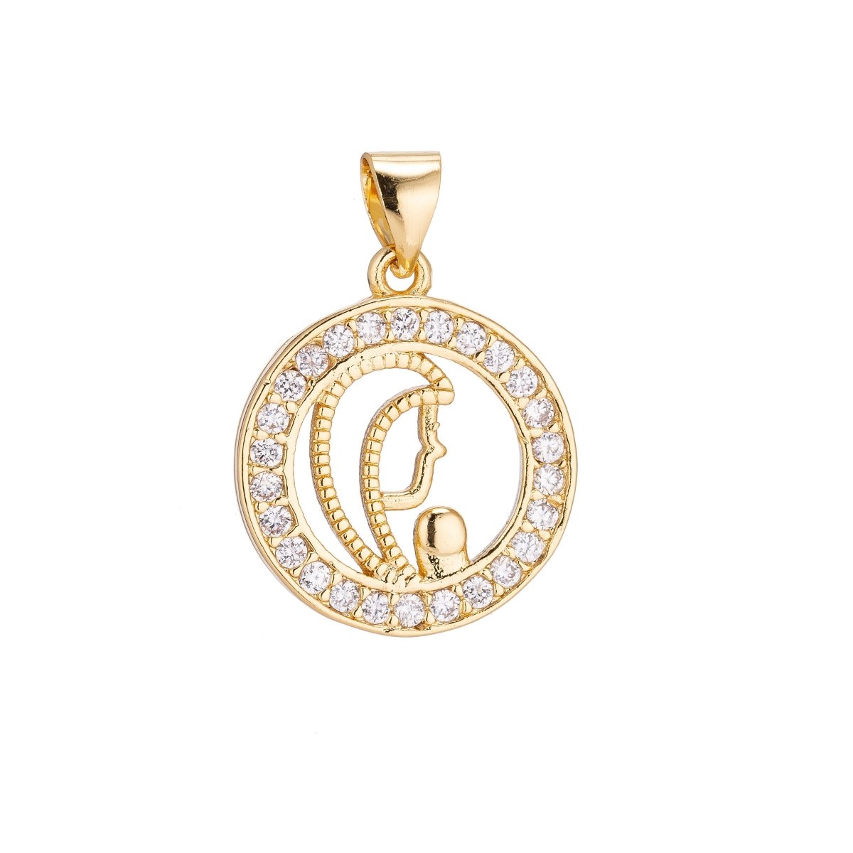 18K Gold Filled Praying Mom Lady Minimalist Simple Cross Cubic Zirconia Necklace Pendant Bracelet Earring Charm Bails for Jewelry Making H-210 - DLUXCA