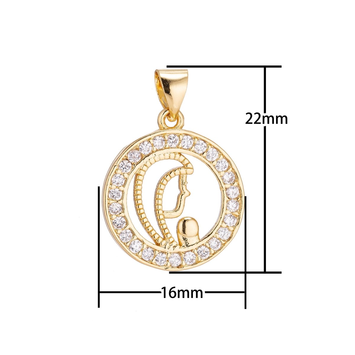 18K Gold Filled Praying Mom Lady Minimalist Simple Cross Cubic Zirconia Necklace Pendant Bracelet Earring Charm Bails for Jewelry Making H-210 - DLUXCA