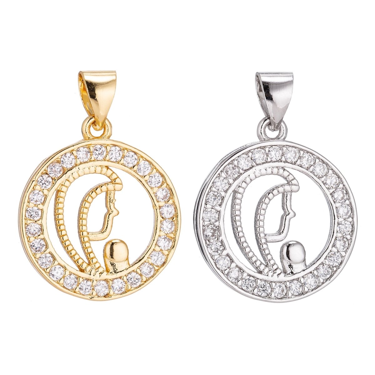 18K Gold Filled Praying Mom Lady Minimalist Simple Cross Cubic Zirconia Necklace Pendant Bracelet Earring Charm Bails for Jewelry Making H-210 - DLUXCA