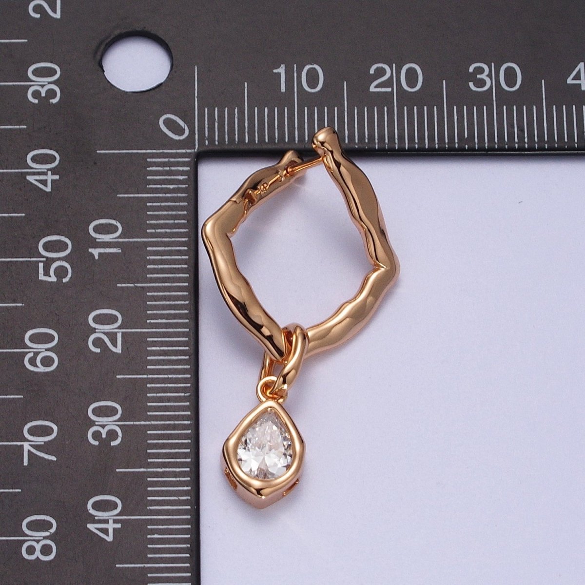 18K Gold Filled Purple, Clear, Green, Pink Teardrop CZ Rhombus Dangle Earrings | V-009 - V-011, Y-284 - DLUXCA