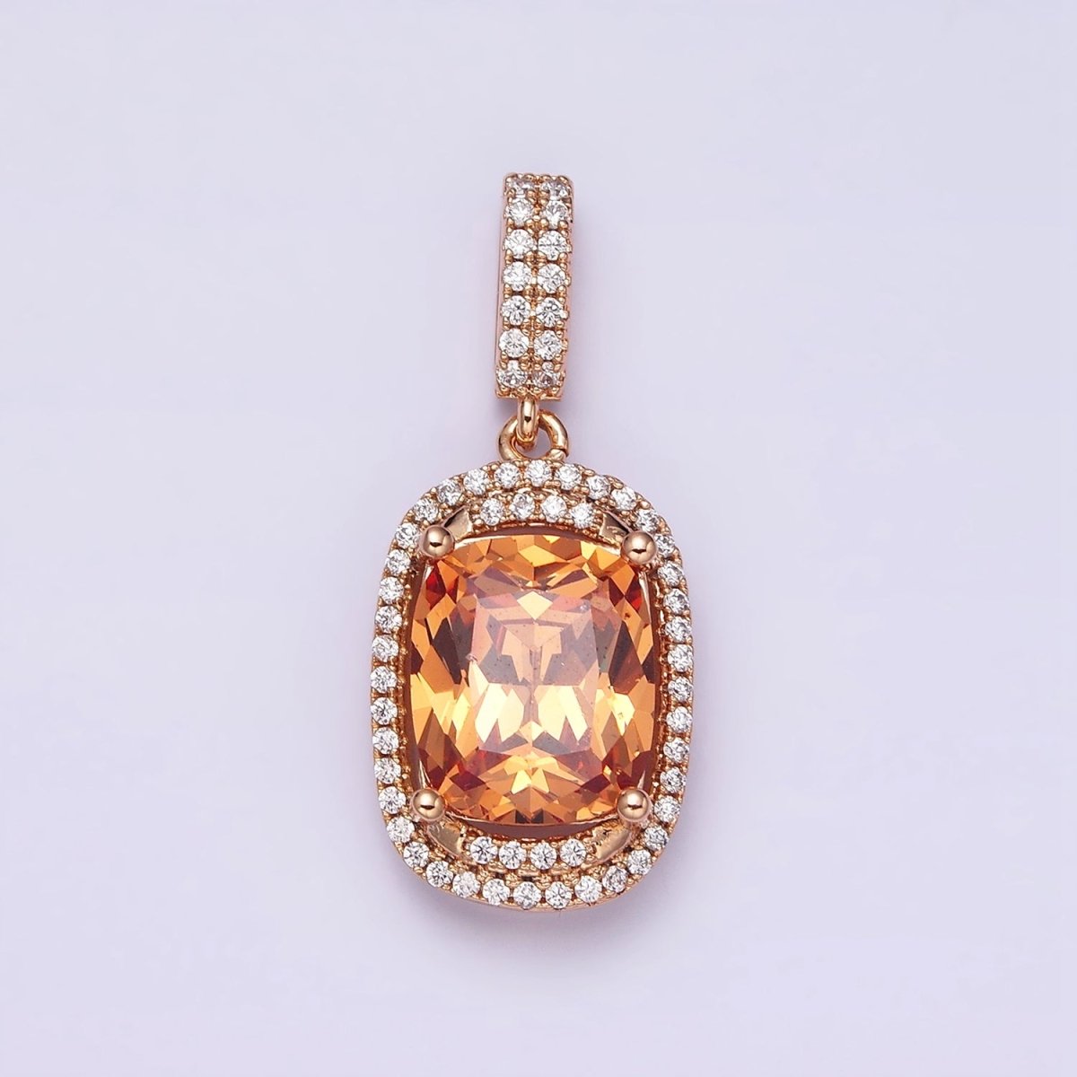18K Gold Filled Red, Purple, Pink, Peach CZ Micro Paved Lined Pendant | AA515 - AA518 - DLUXCA