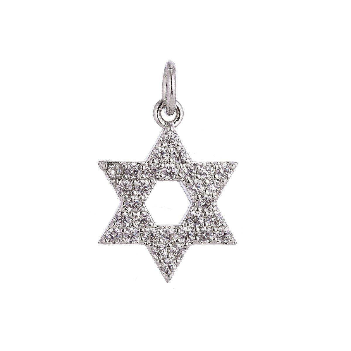 18K Gold Filled Religious Star of David Cubic Zirconia Charm Necklace Pendant Findings for Jewelry Making C-039 - DLUXCA
