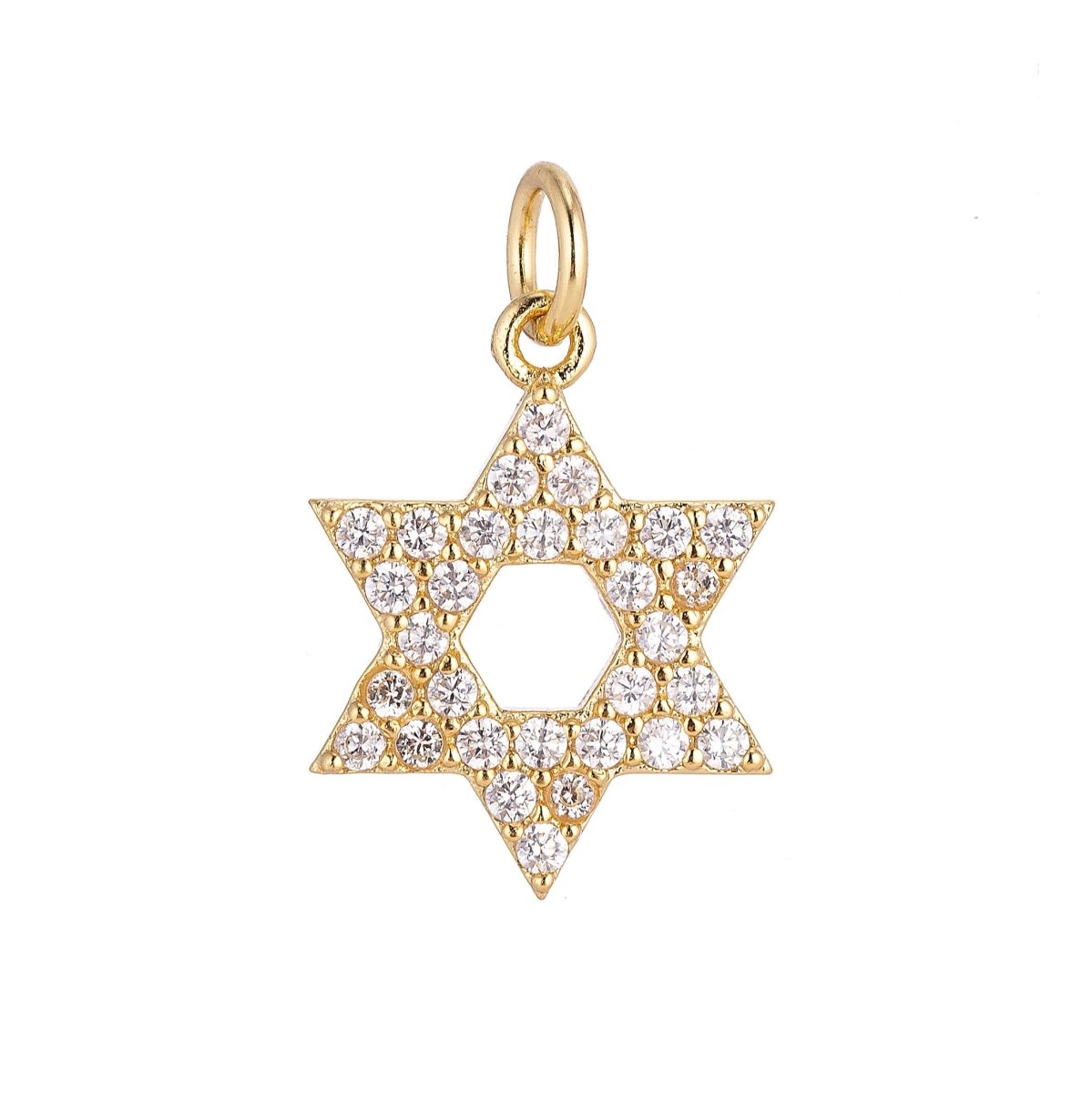 18K Gold Filled Religious Star of David Cubic Zirconia Charm Necklace Pendant Findings for Jewelry Making C-039 - DLUXCA