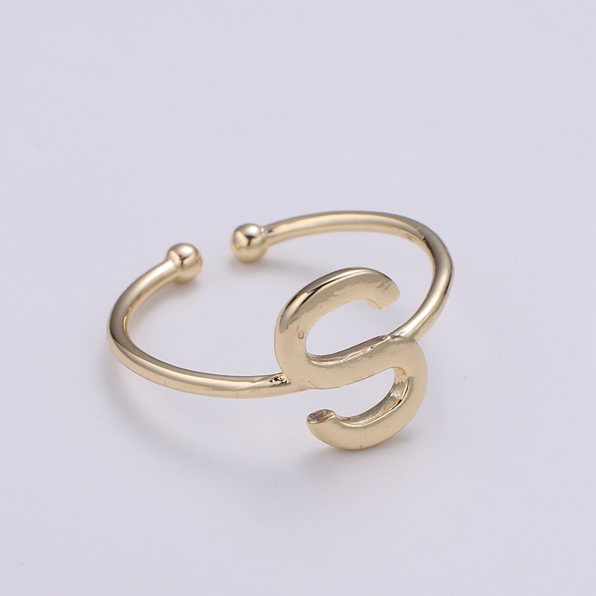 18K Gold Filled "S" Adjustable Ring - R284 - DLUXCA