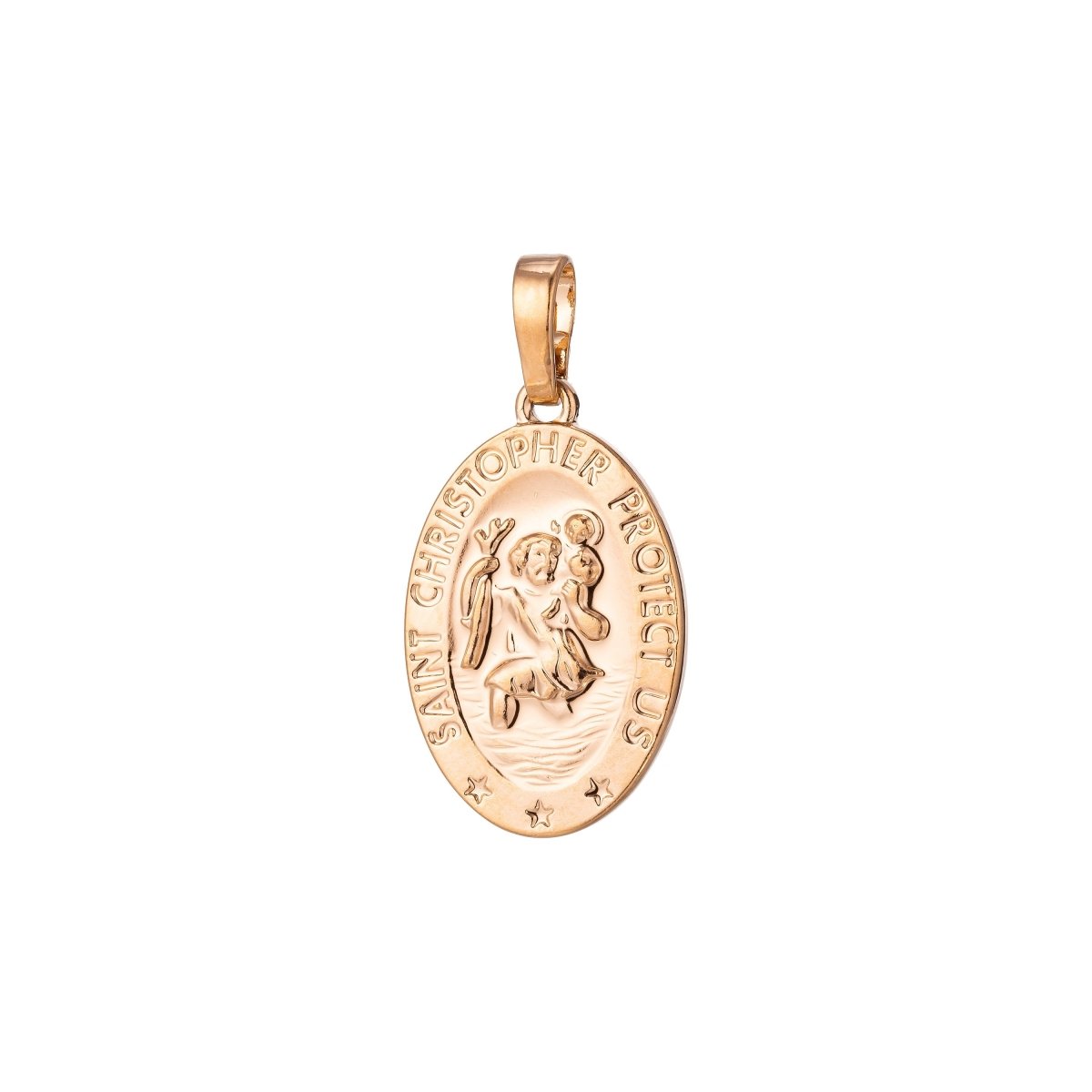18K Gold Filled Saint Christopher PENDANT, Dainty Protection Charm, Gold Medallion Pendant, Traveling Saint Charm, Traveler's Necklace H-858 - DLUXCA