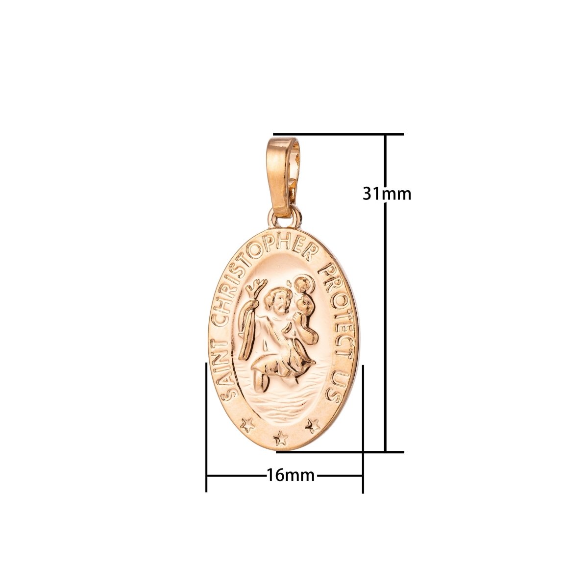 18K Gold Filled Saint Christopher PENDANT, Dainty Protection Charm, Gold Medallion Pendant, Traveling Saint Charm, Traveler's Necklace H-858 - DLUXCA