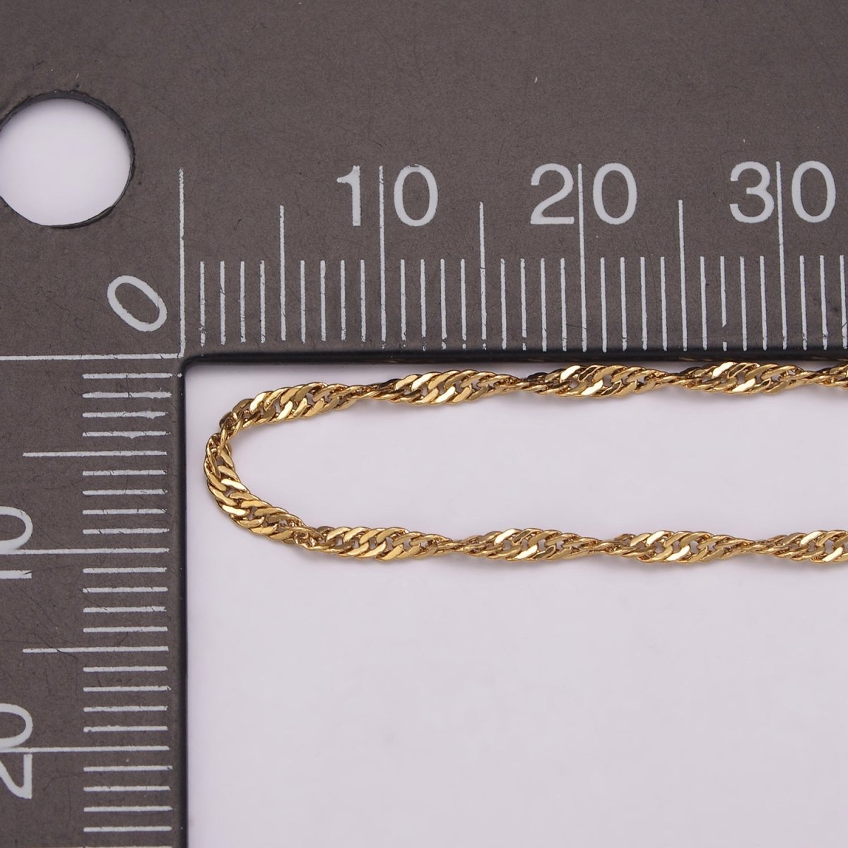 18K Gold Filled Singapore Chain Necklace, 1.5mm In Width, Ready To Wear Silver Twist Chain Necklace 18 inch | WA-442 WA-443 WA-727 Clearance Pricing - DLUXCA