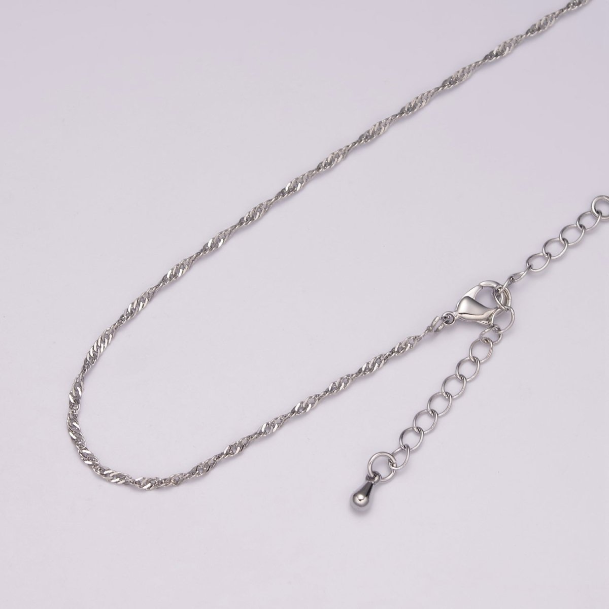 18K Gold Filled Singapore Chain Necklace, 1.5mm In Width, Ready To Wear Silver Twist Chain Necklace 18 inch | WA-442 WA-443 WA-727 Clearance Pricing - DLUXCA