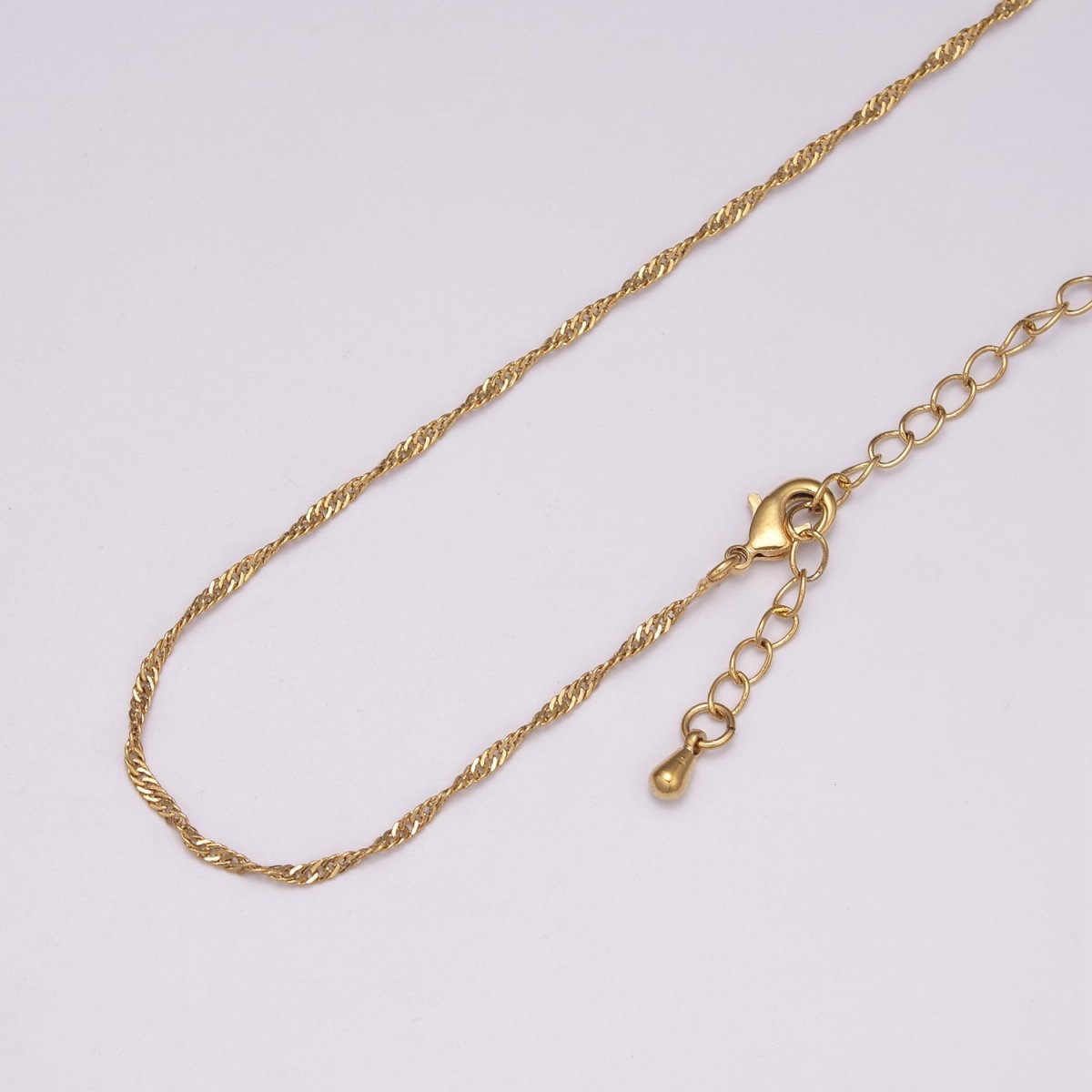 18K Gold Filled Singapore Chain Necklace, 1.5mm In Width, Ready To Wear Silver Twist Chain Necklace 18 inch | WA-442 WA-443 WA-727 Clearance Pricing - DLUXCA