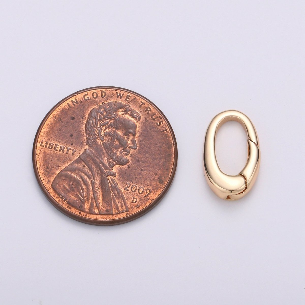 18k Gold Filled Small Push Gate Oval Clasp, Spring gate Clasp, 13x8mm WHOLESALE Supply L-007 - DLUXCA