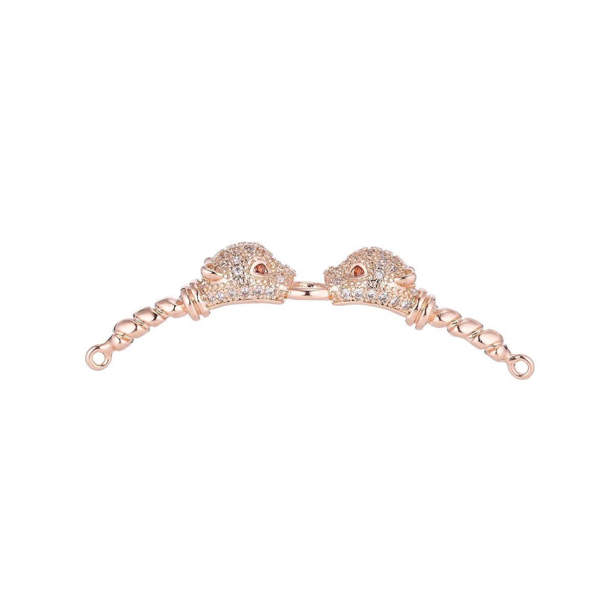 18K Gold Filled Sparkling Shiny Panther Head Cubic Zirconia Bracelet Charm Bead Finding Connector For Jewelry Making F-071 - DLUXCA