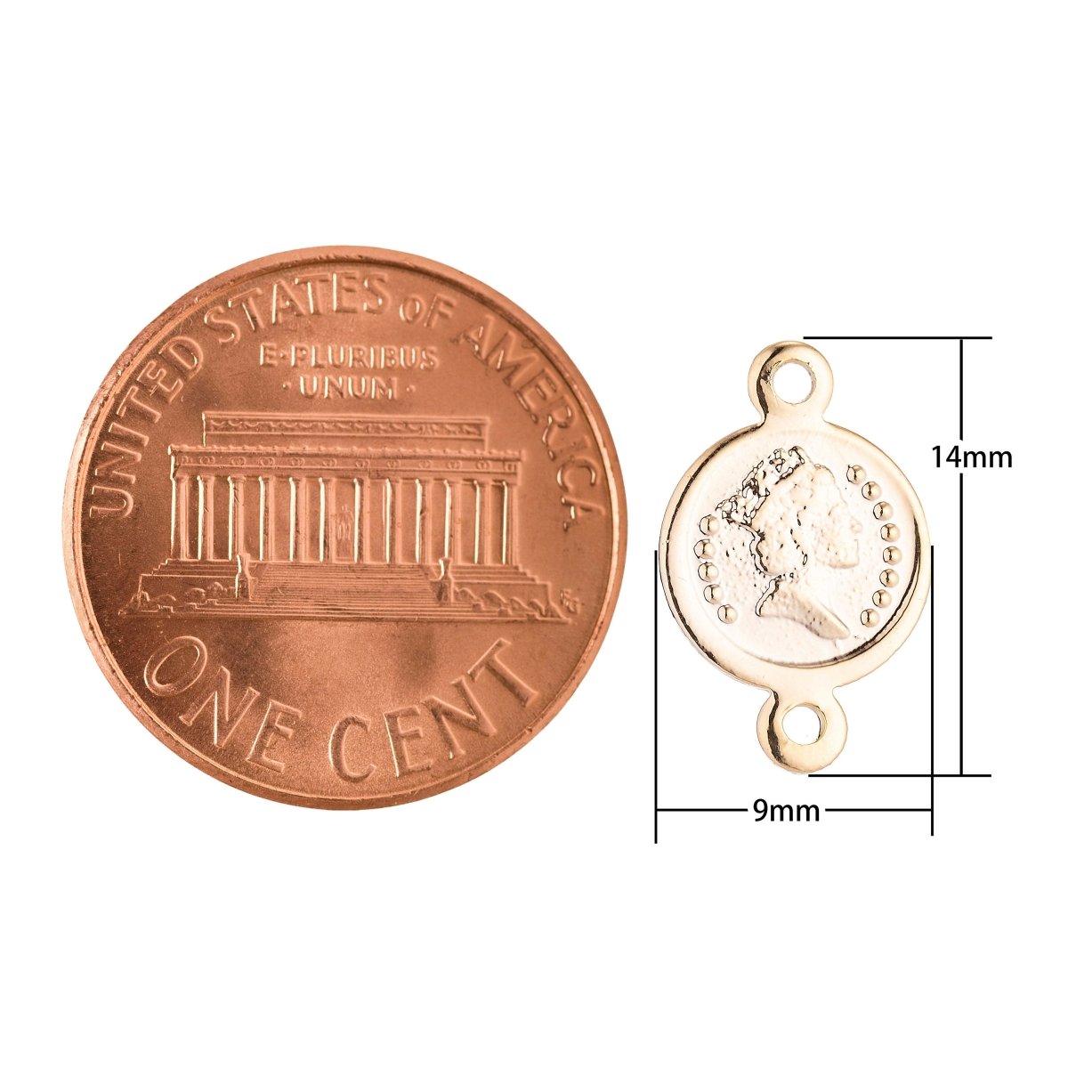 18K Gold Filled Spiritual Religious Queen Elizabeth Medallion Bracelet Charm Bead Finding Connector For Jewelry Making F-018 - DLUXCA