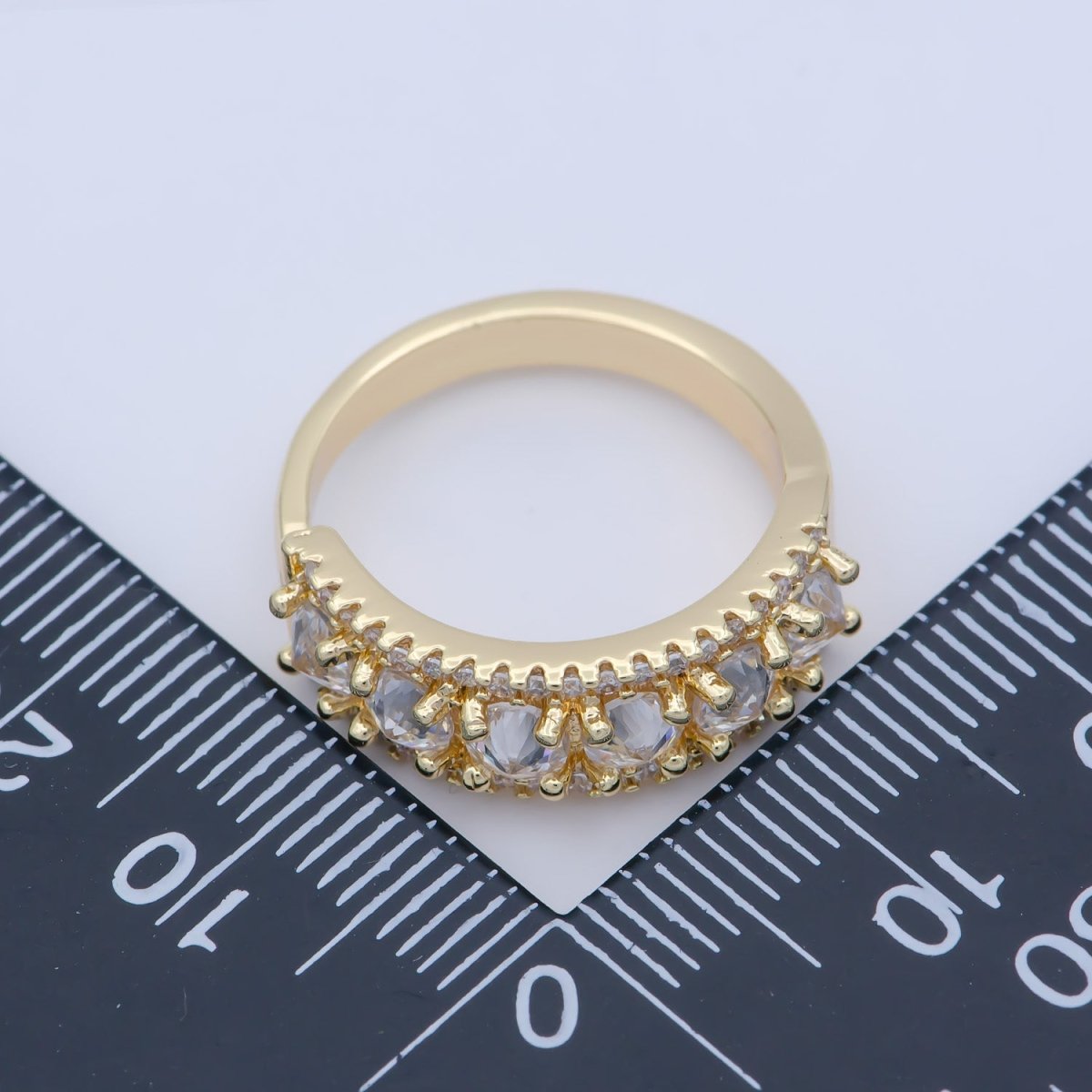 18K Gold Filled Stacking Eternity Round Minimalist CZ Wedding Band Ring adjustable US SIZE 5 O-478 - DLUXCA