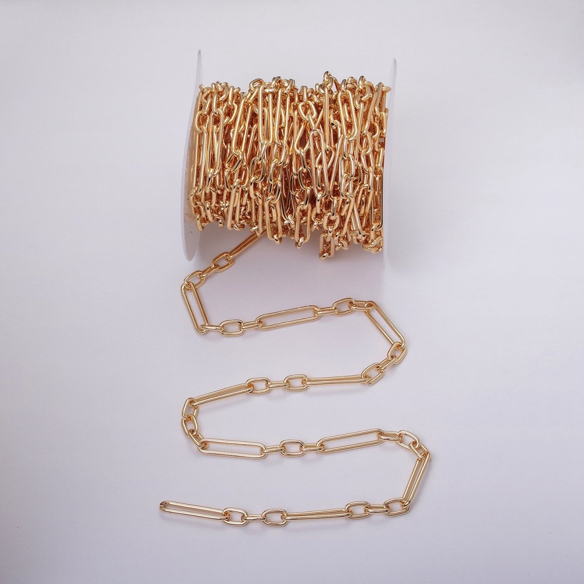 18K Gold Filled Stadium Chain by Yard Figaro Long and Short Fancy Wholesale bulk by Yard for Jewelry Making | ROLL-1259 ROLL-1260 Clearance Pricing - DLUXCA