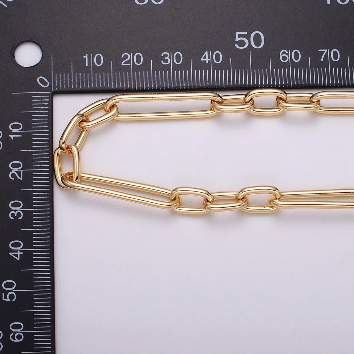 18K Gold Filled Stadium Chain by Yard Figaro Long and Short Fancy Wholesale bulk by Yard for Jewelry Making | ROLL-1259 ROLL-1260 Clearance Pricing - DLUXCA