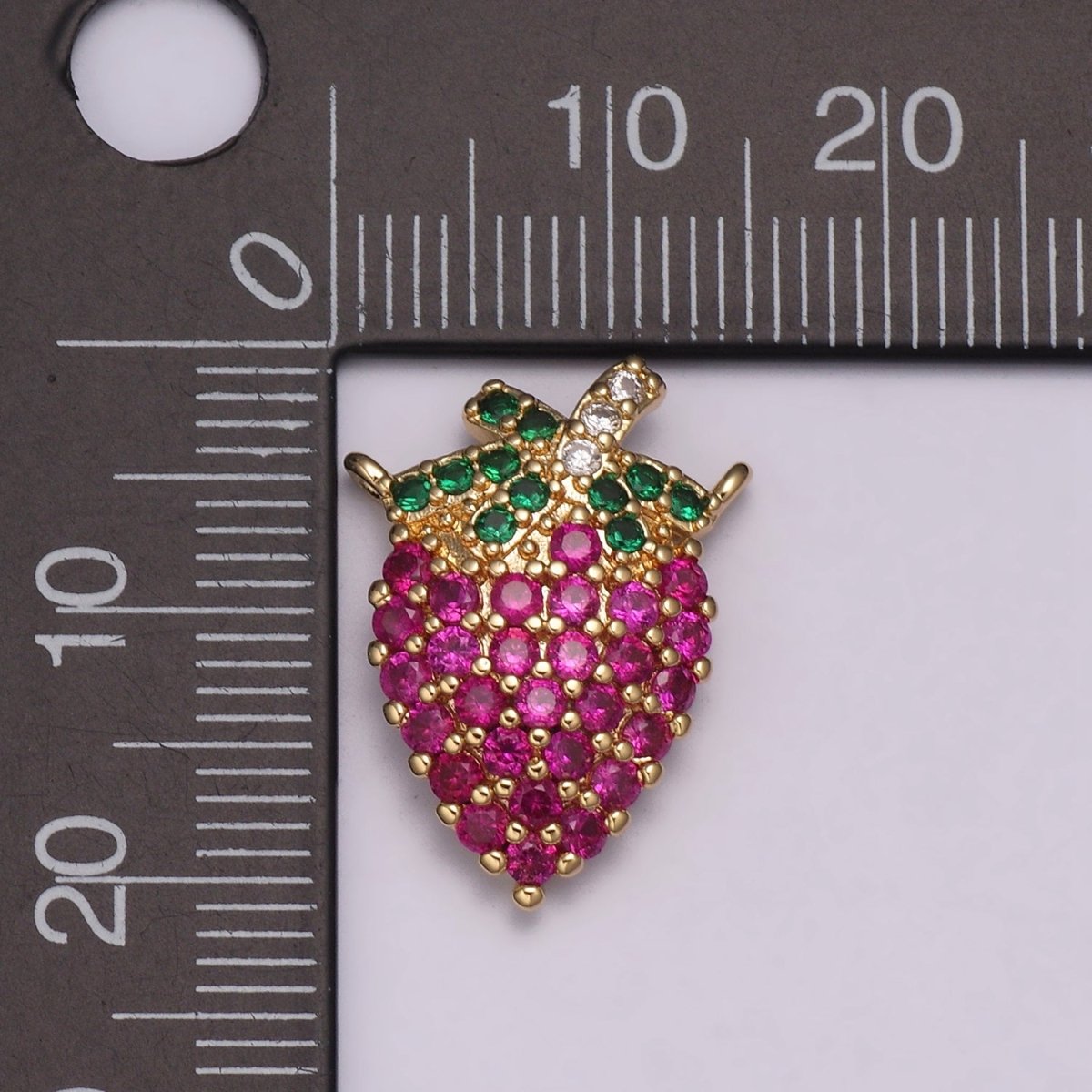 18k Gold Filled Strawberry Charm Connector Double loop for Link connector for Necklace bracelet supply N-085 - DLUXCA