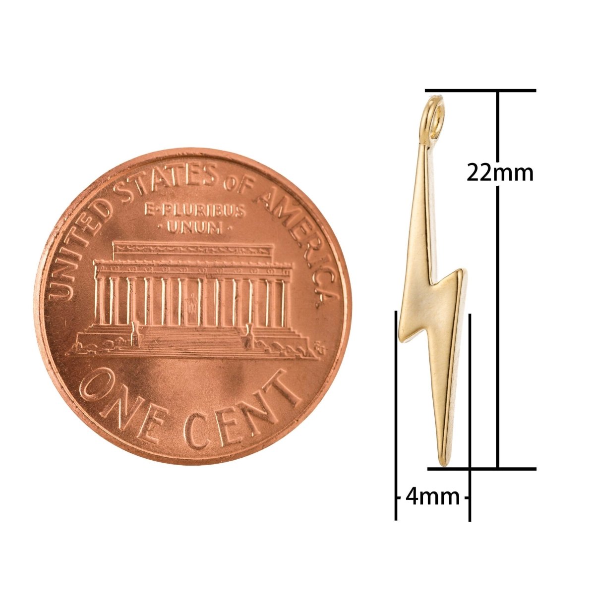 18K Gold Filled Teeny Tiny Lightning Bold Charms - 22mm x 4mm electric thunder storm bolt earring necklace jewelry supplies C-294 - DLUXCA