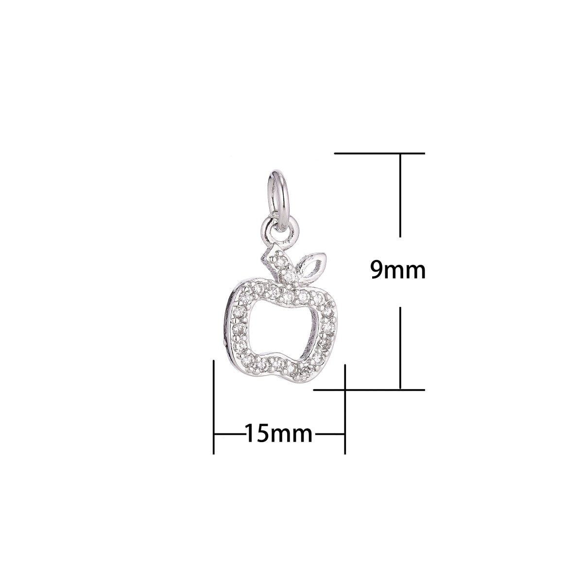 18K Gold Filled Tiny Apple Fruits for Teacher Appreciation Day Cubic Zirconia Necklace Pendant Bracelet Earring Charm for Jewelry Making C-072 - DLUXCA