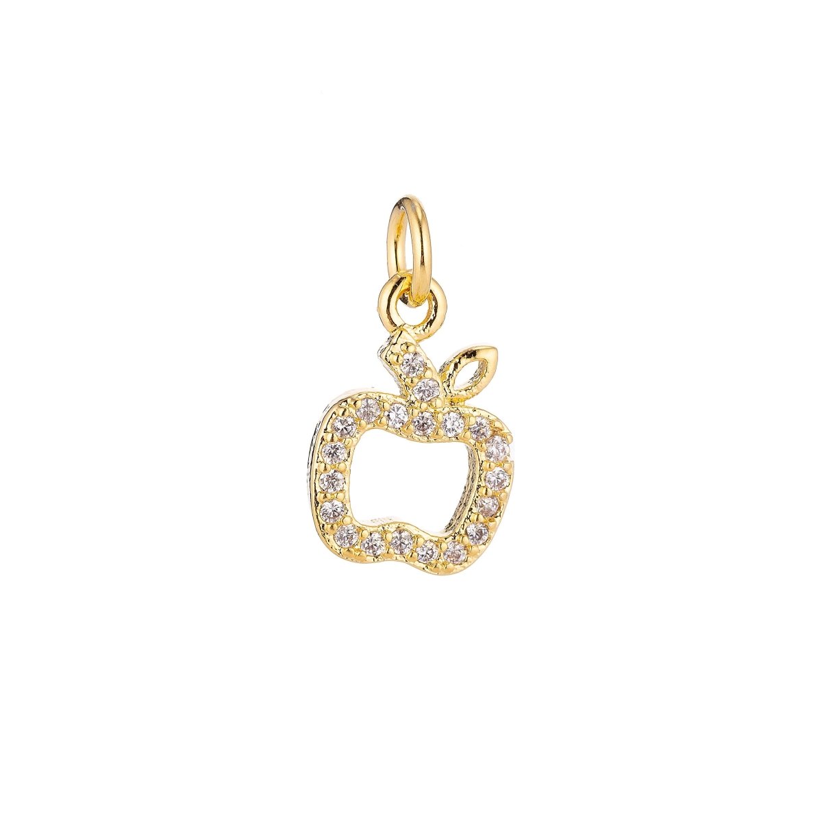 18K Gold Filled Tiny Apple Fruits for Teacher Appreciation Day Cubic Zirconia Necklace Pendant Bracelet Earring Charm for Jewelry Making C-072 - DLUXCA