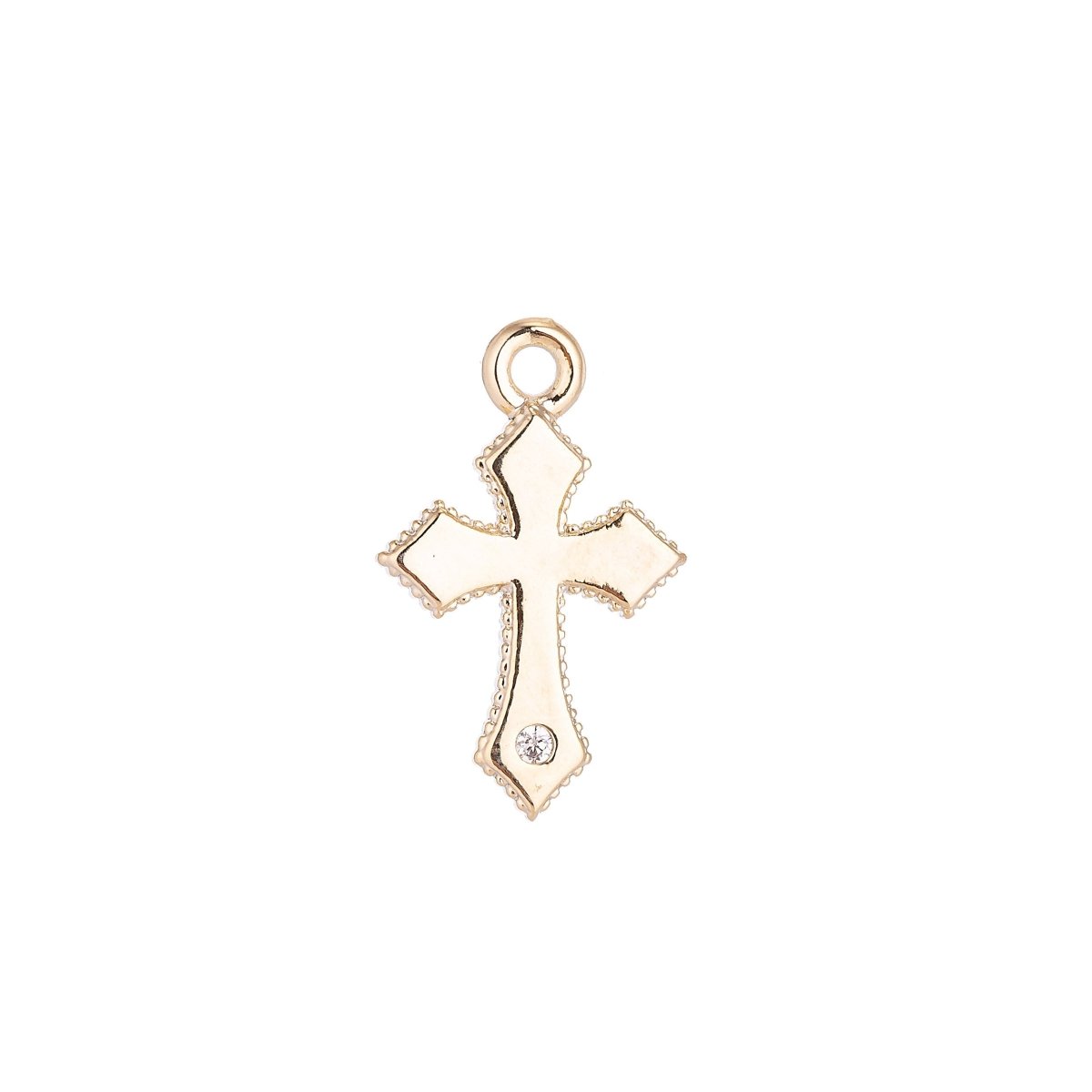 18k Gold Filled Tiny Dainty Small Cross Charm with Cubic Zircon CZ for Bracelet Necklace Jewelry Making C-115 - DLUXCA