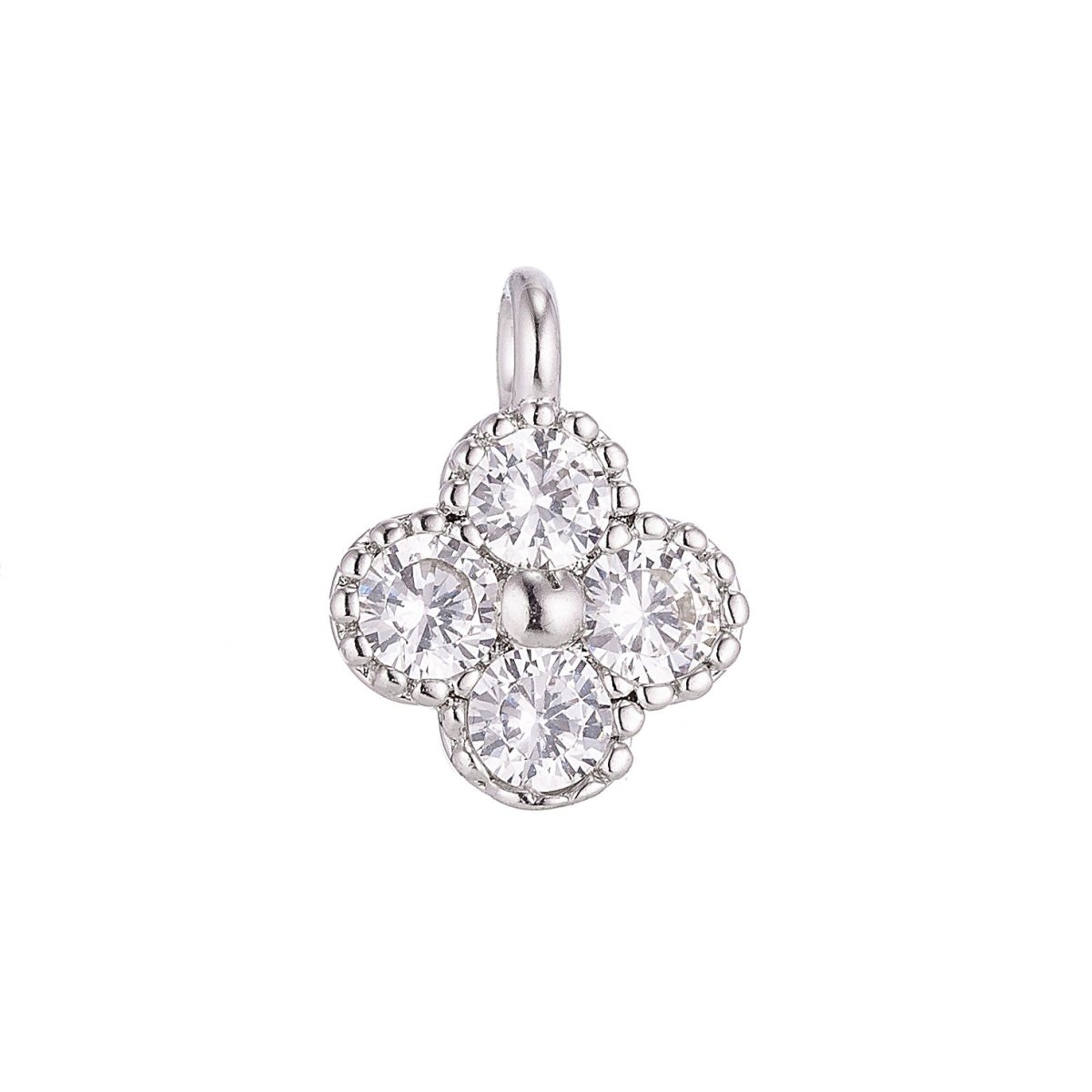 18K Gold Filled Tiny Flower Cubic Zirconia Charm Pendant C-051 - DLUXCA