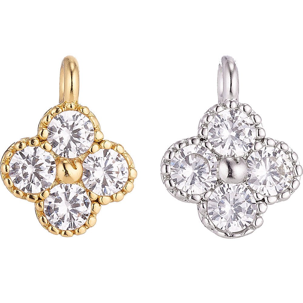18K Gold Filled Tiny Flower Cubic Zirconia Charm Pendant C-051 - DLUXCA