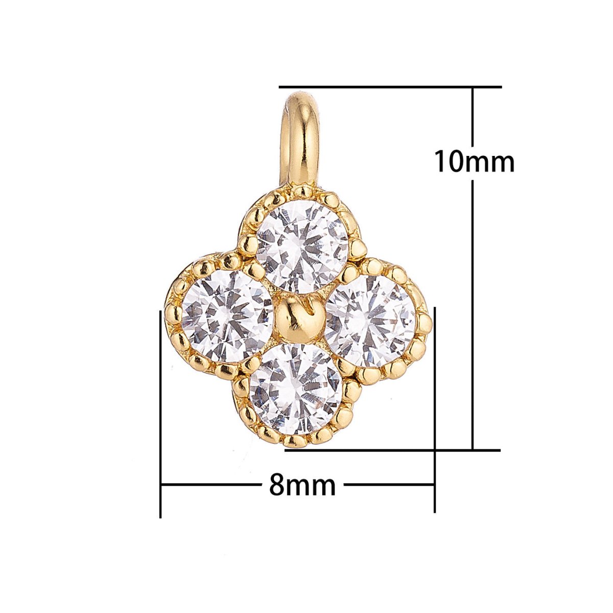 18K Gold Filled Tiny Flower Cubic Zirconia Charm Pendant C-051 - DLUXCA