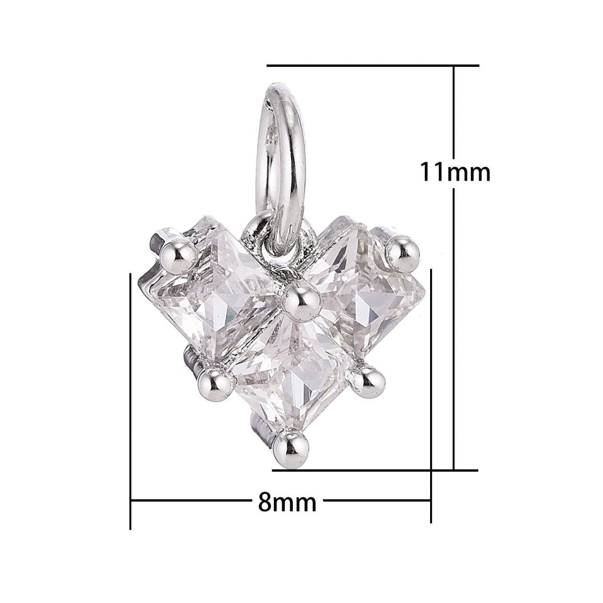 18K Gold Filled Tiny Heart of Gold, Cubic Zirconia Charm Pendant C-053 - DLUXCA