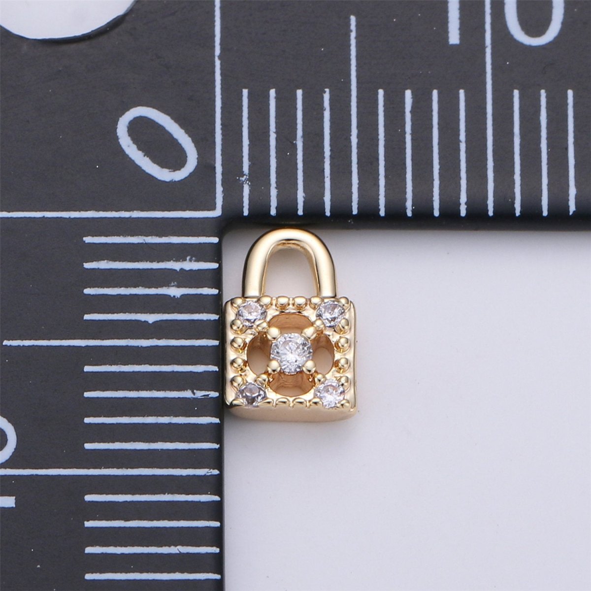 18k Gold Filled Tiny Lock Charm Gold Padlock Charm Micro Pave Lock Charm GF for Necklace Bracelet Earring Jewelry Making Supply 8x5 mm | K-139 - DLUXCA