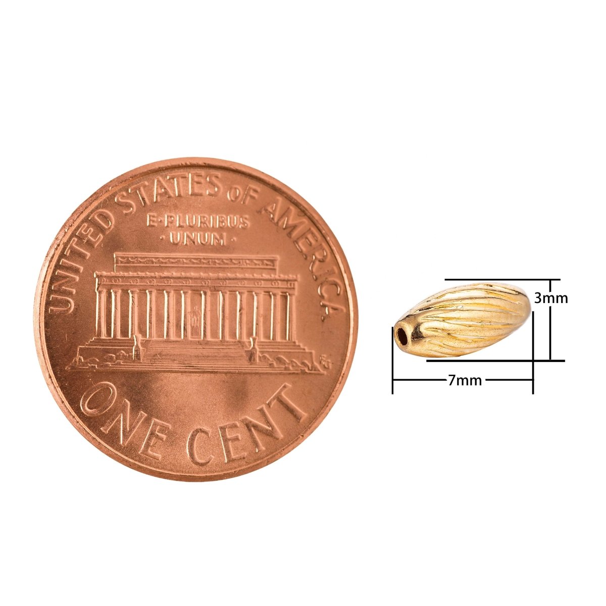 18K Gold Filled Tiny Small Rice Beads Textured Spacer | B-031 - DLUXCA