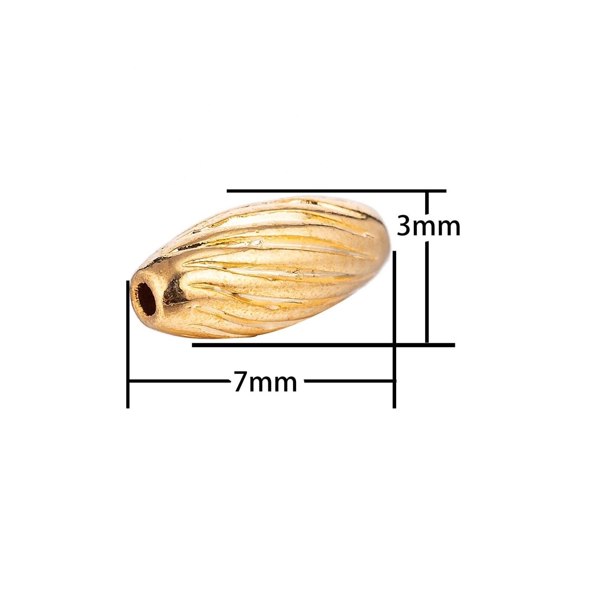 18K Gold Filled Tiny Small Rice Beads Textured Spacer | B-031 - DLUXCA