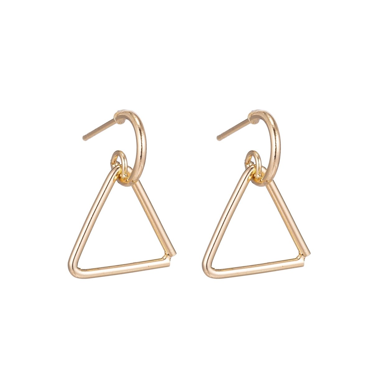 18k Gold Filled Triangle Earrings Post, Handmade Stud Earrings, Geometric Earring Making Findings for Jewelry Making Supplies K-019 - DLUXCA