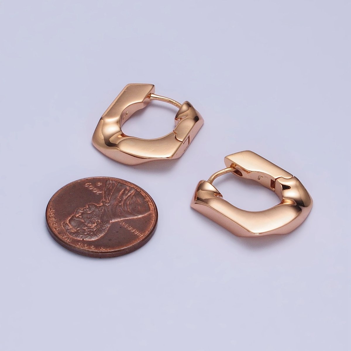 18K Gold Filled U-Shaped Geometric Abstract Huggie Earrings | AB1066 - DLUXCA