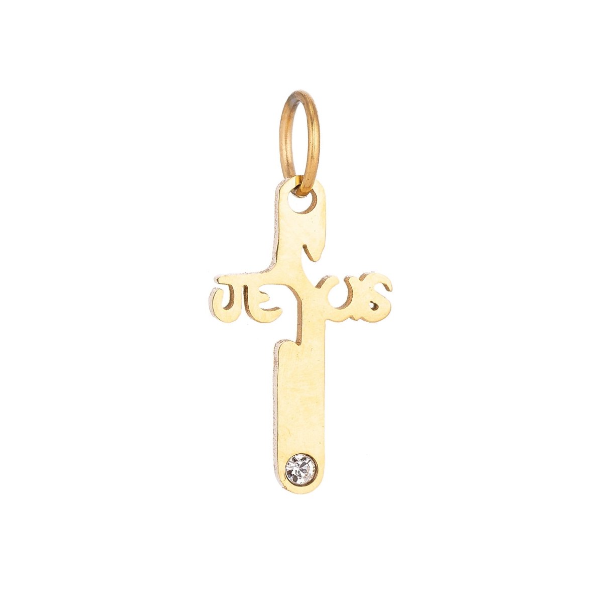18K Gold Filled Unique Religious Cross Cubic Zirconia Bracelet Charm Necklace Pendant Findings for Jewelry Making E-647 - DLUXCA