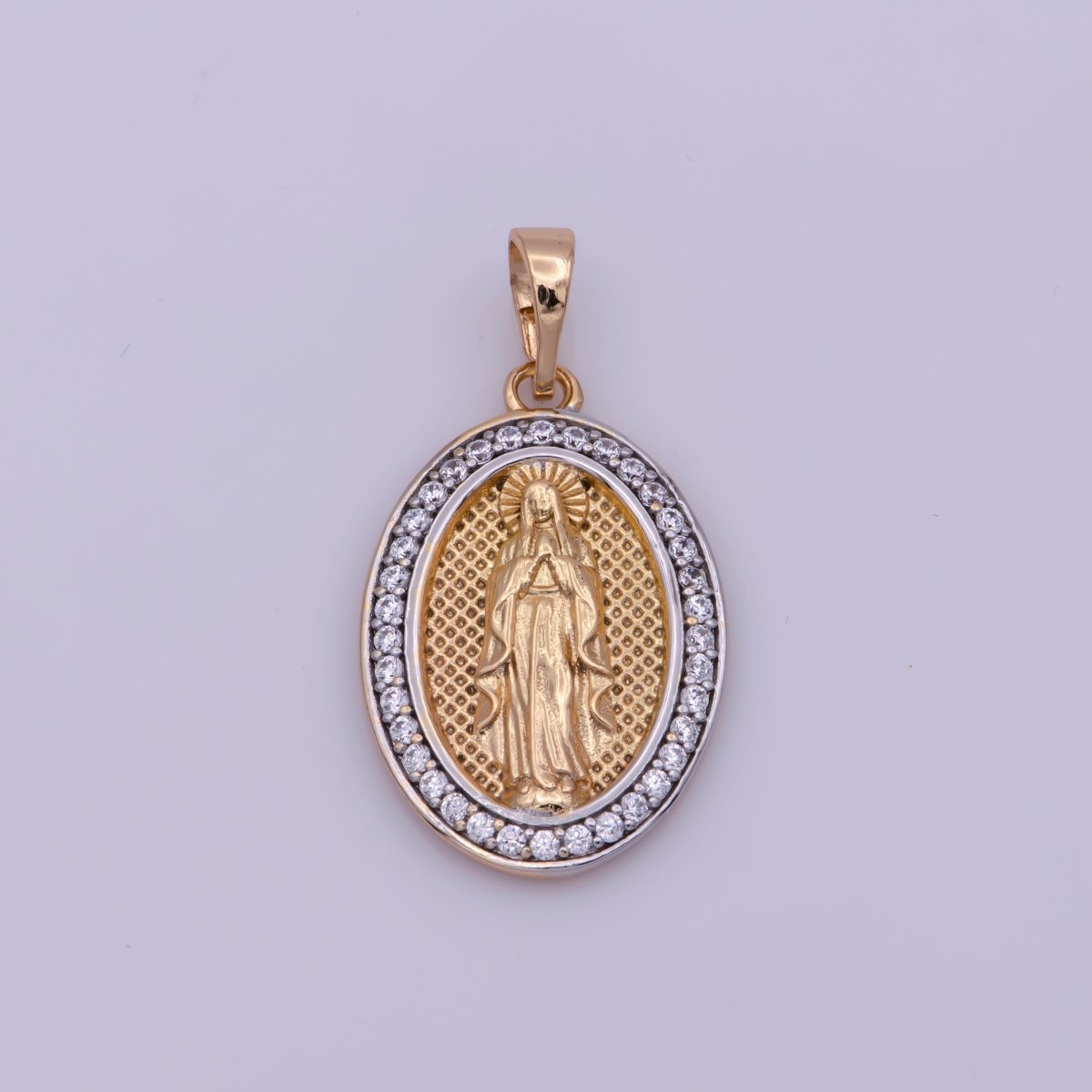 18k Gold Filled Virgin Mary Pendant, Virgin of Guadalupe, Our Lady Guadalupe, Religious / Dije de Guadalupe Medallion Charm N-1447 - DLUXCA