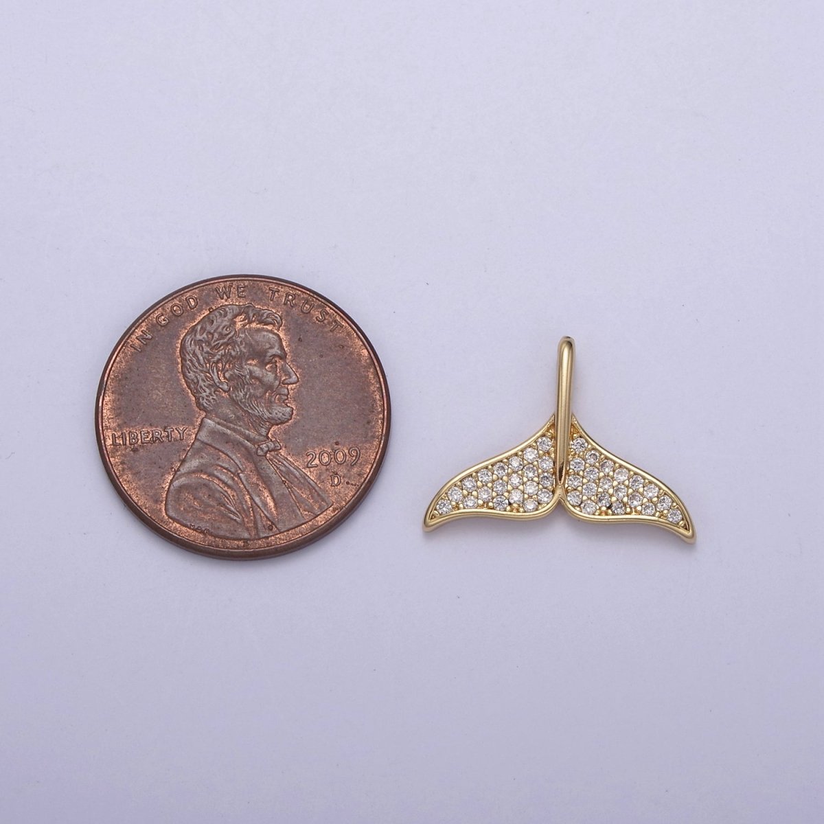 18k Gold Filled Whale Tail Charms, Micro Pave Mermaid Tail Charm, Animal Charms, Dolphin Tail Pendants for Bracelet Necklace N-706 - DLUXCA
