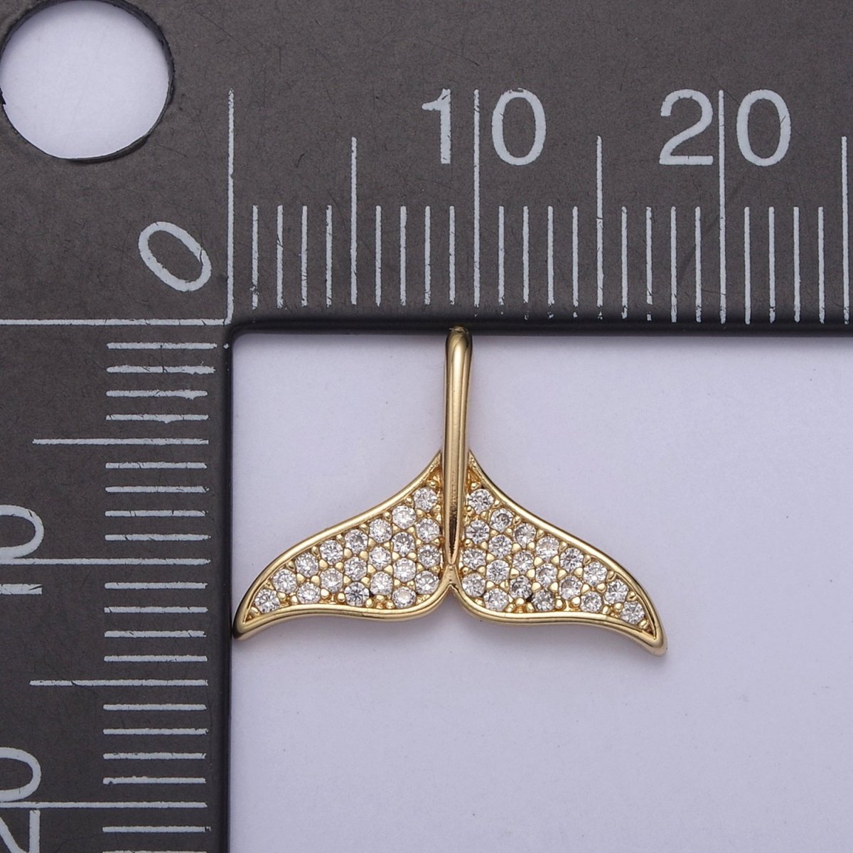 18k Gold Filled Whale Tail Charms, Micro Pave Mermaid Tail Charm, Animal Charms, Dolphin Tail Pendants for Bracelet Necklace N-706 - DLUXCA