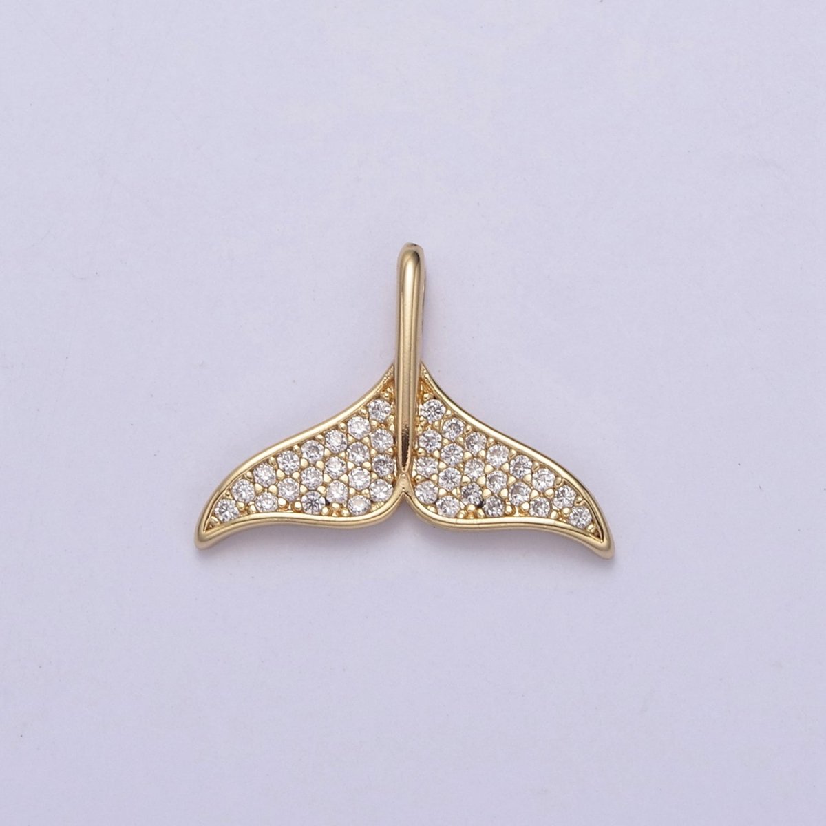 18k Gold Filled Whale Tail Charms, Micro Pave Mermaid Tail Charm, Animal Charms, Dolphin Tail Pendants for Bracelet Necklace N-706 - DLUXCA