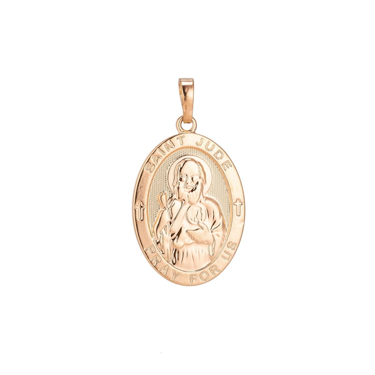 18K Gold Filled / White Gold Saint Jude Medal Pendant for Hope & Impossible Cause Religious Amulet charm for Necklace Jewelry Making H-282 - DLUXCA