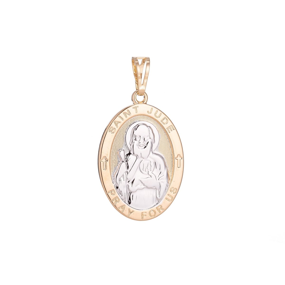 18K Gold Filled / White Gold Saint Jude Medal Pendant for Hope & Impossible Cause Religious Amulet charm for Necklace Jewelry Making H-282 - DLUXCA